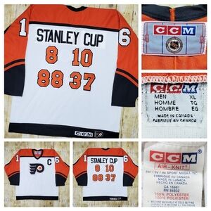 Philadelphia Flyers Vtg 90’s Custom Air-Knit CCM Jersey Mens XL Made In Canada